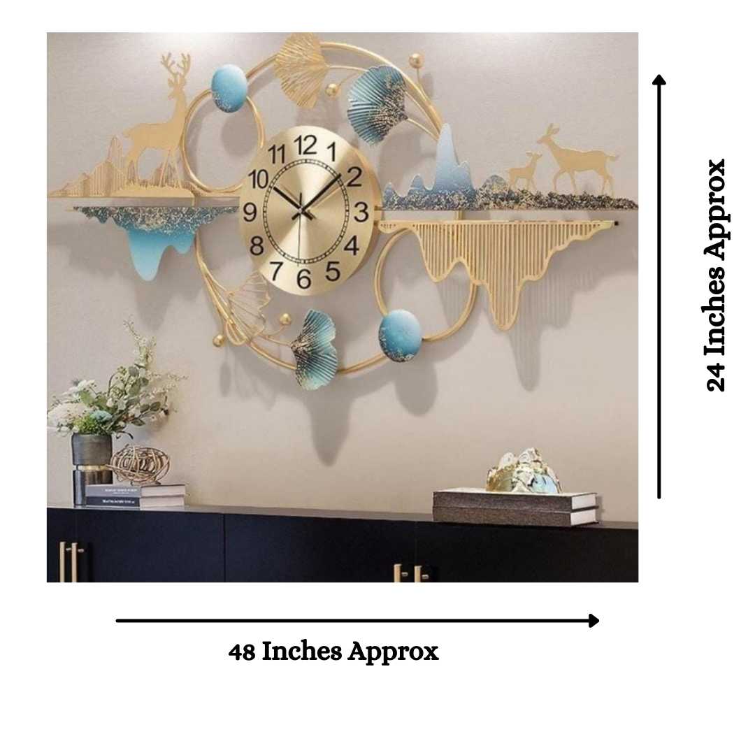 Time and Nature Wall Art with Clock (48 x 24 Inches)