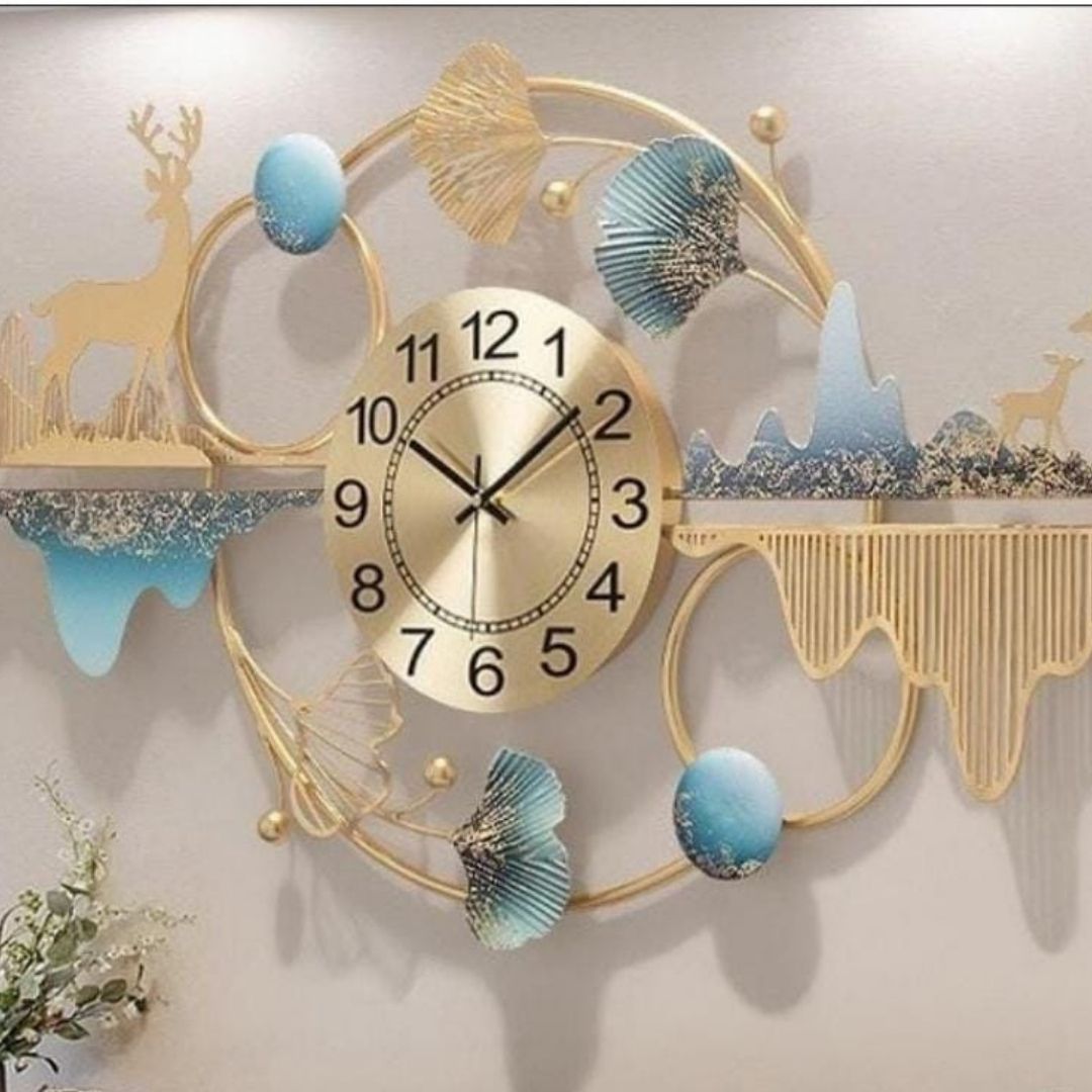 Time and Nature Wall Art with Clock (51 x 28 Inches)