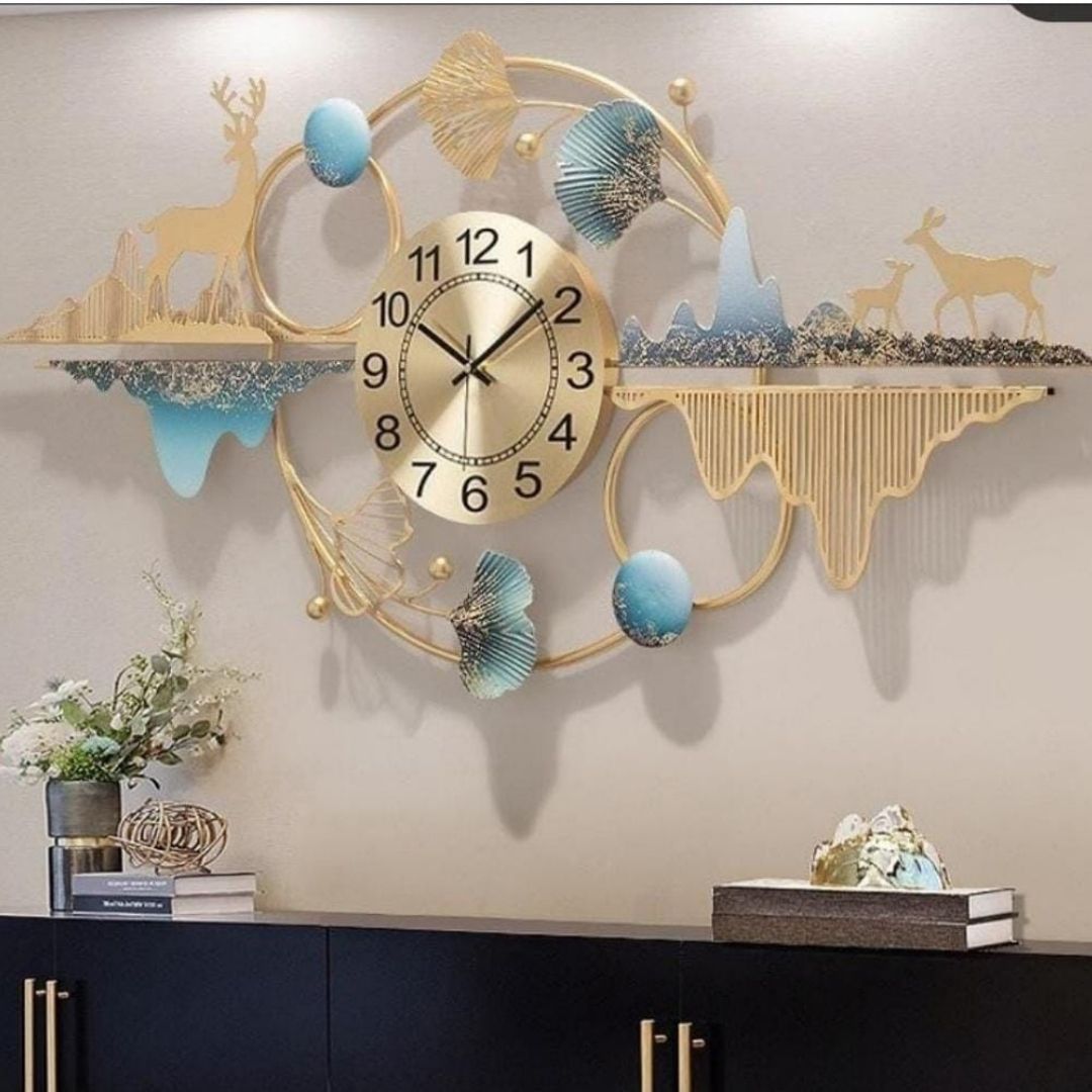 Time and Nature Wall Art with Clock (51 x 28 Inches)