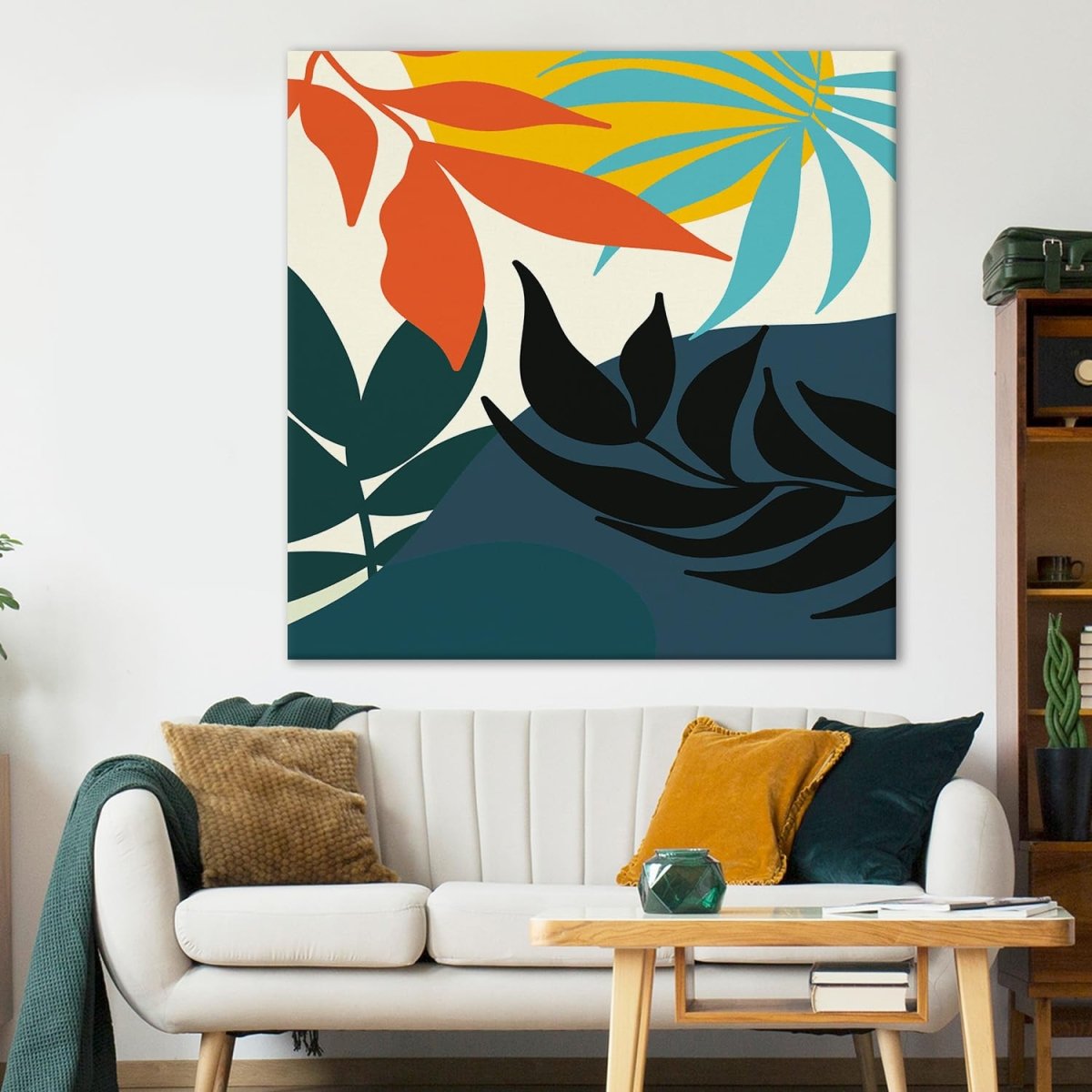 Tranquil Reflection Boho Canvas Painting (36 x 36 Inches)