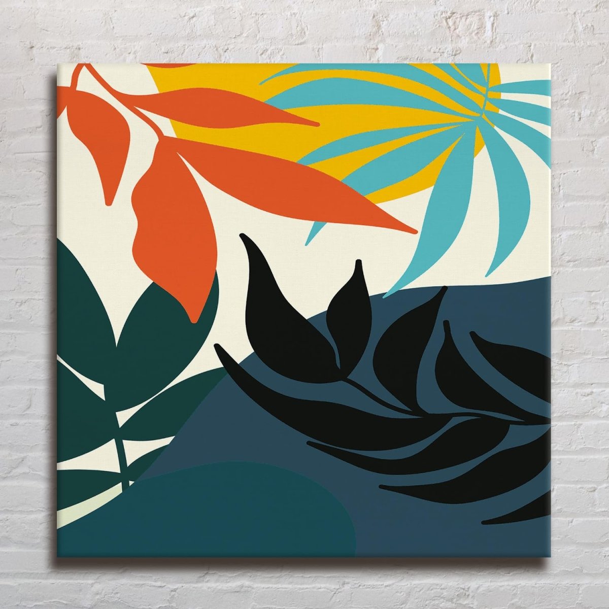 Tranquil Reflection Boho Canvas Painting (36 x 36 Inches)