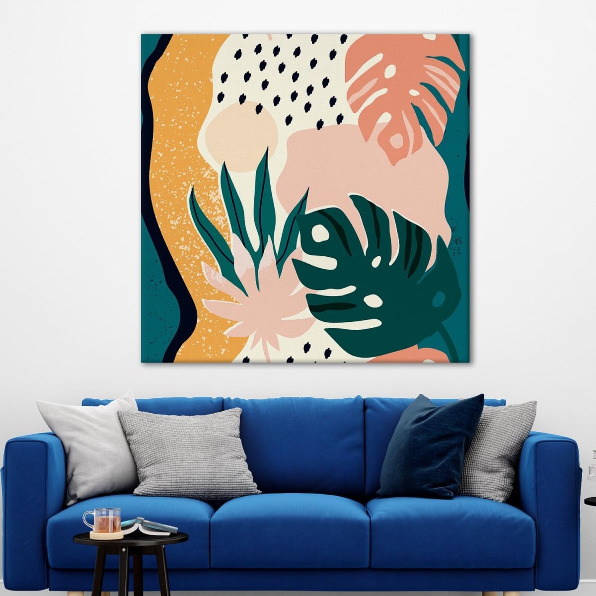 Tropical Leaves Canvas Wall Painting (36 x 36 Inches)