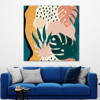 Thumbnail for Tropical Leaves Canvas Wall Painting (36 x 36 Inches)