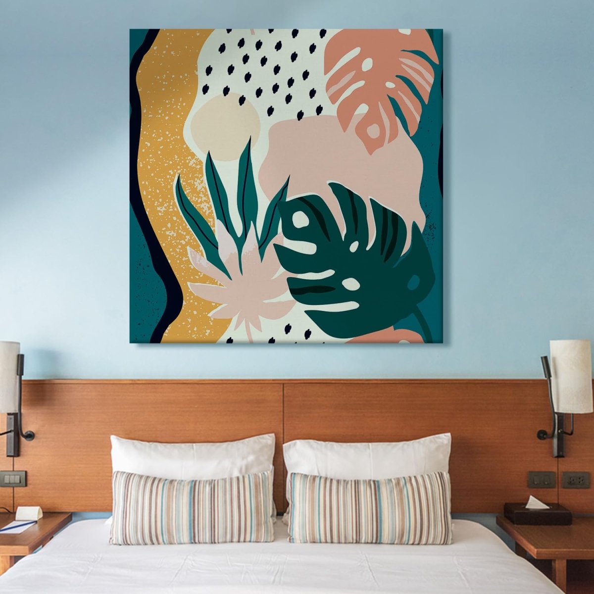 Tropical Leaves Canvas Wall Painting (36 x 36 Inches)