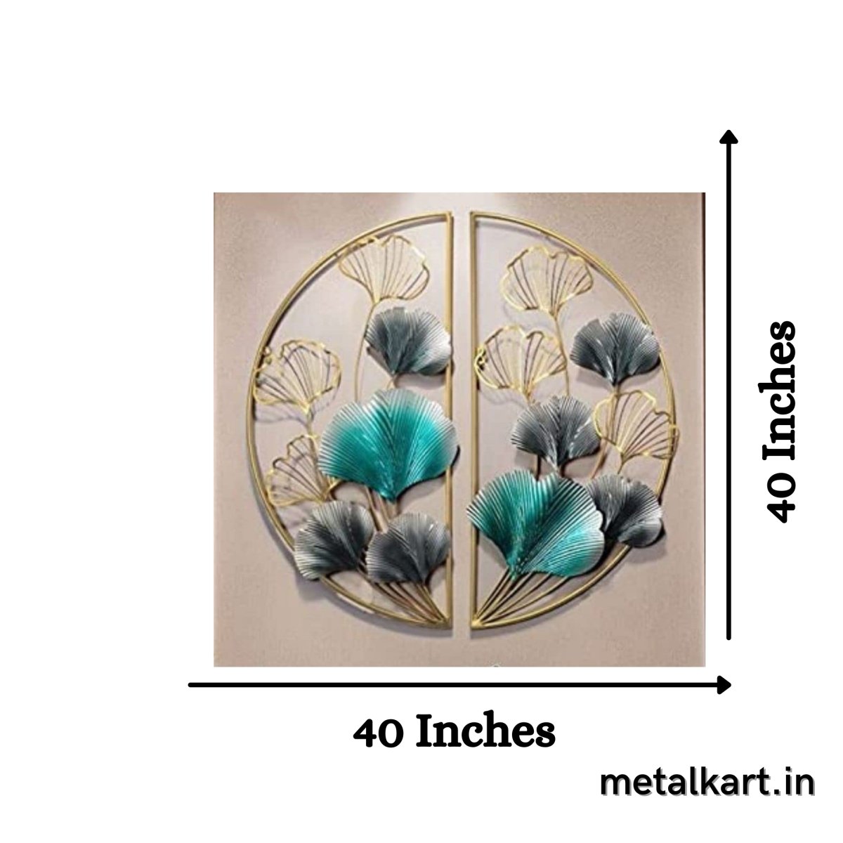 Two Semicircles Ginkgo Leaves Wall Design (40 x 40 Inches)