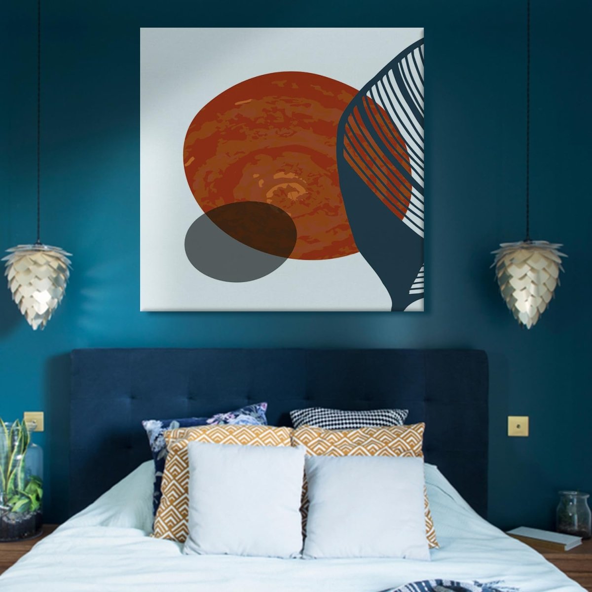 Venn Circle and Spring Canvas Wall Painting (36 x 36 Inches)