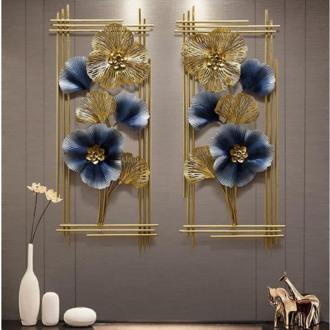 Vertical 2 Framed Zara Metal Wall Art (15 x 30 Inches - Each Panel)