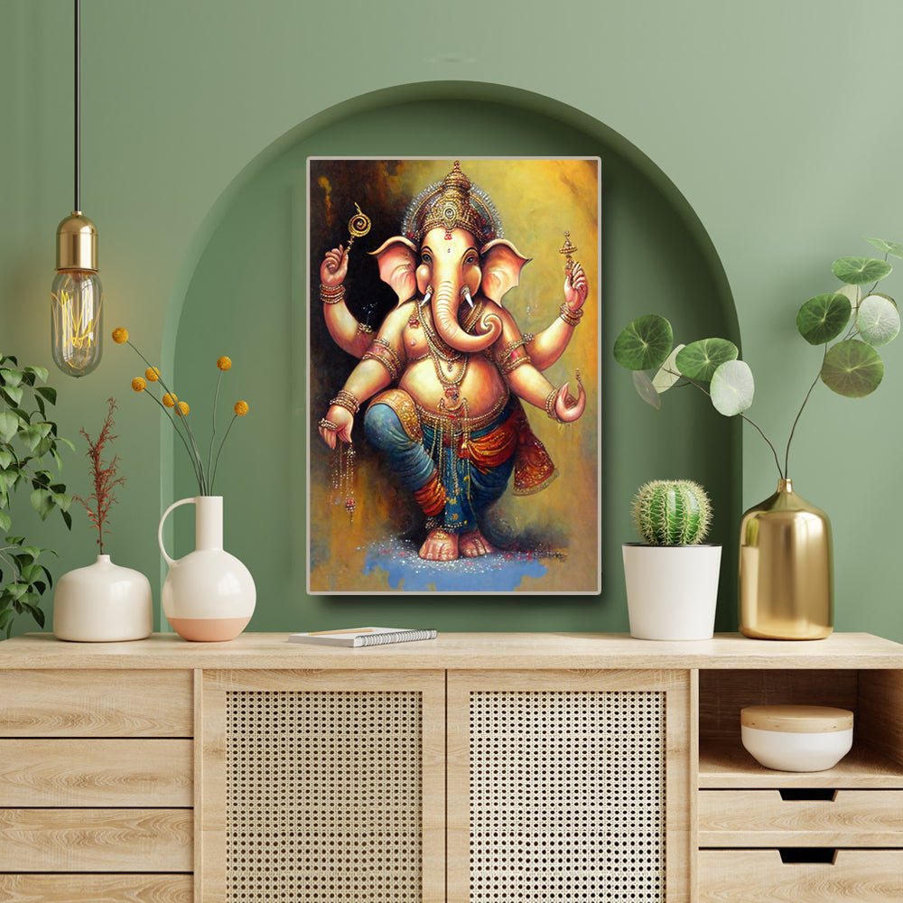 Vighnaharta Ganesh Canvas Wall Painting (36 x 24 Inches )