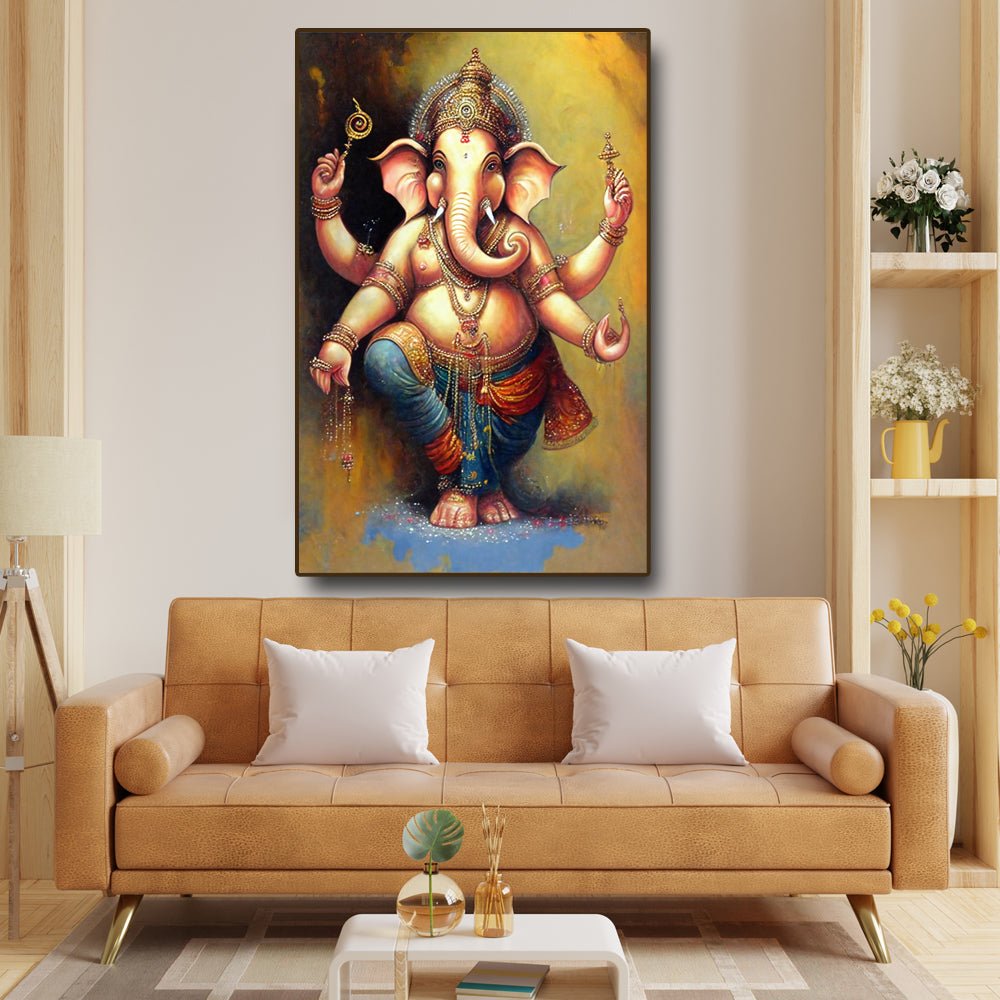 Vighnaharta Ganesh Canvas Wall Painting (36 x 24 Inches )