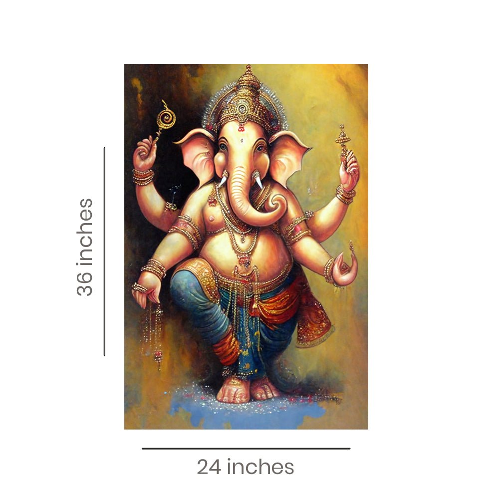 Vighnaharta Ganesh Canvas Wall Painting (36 x 24 Inches )