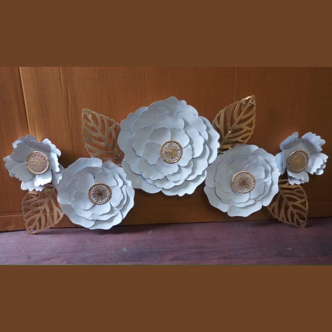 White Flower Metal Wall Art (45 x 24 Inches)