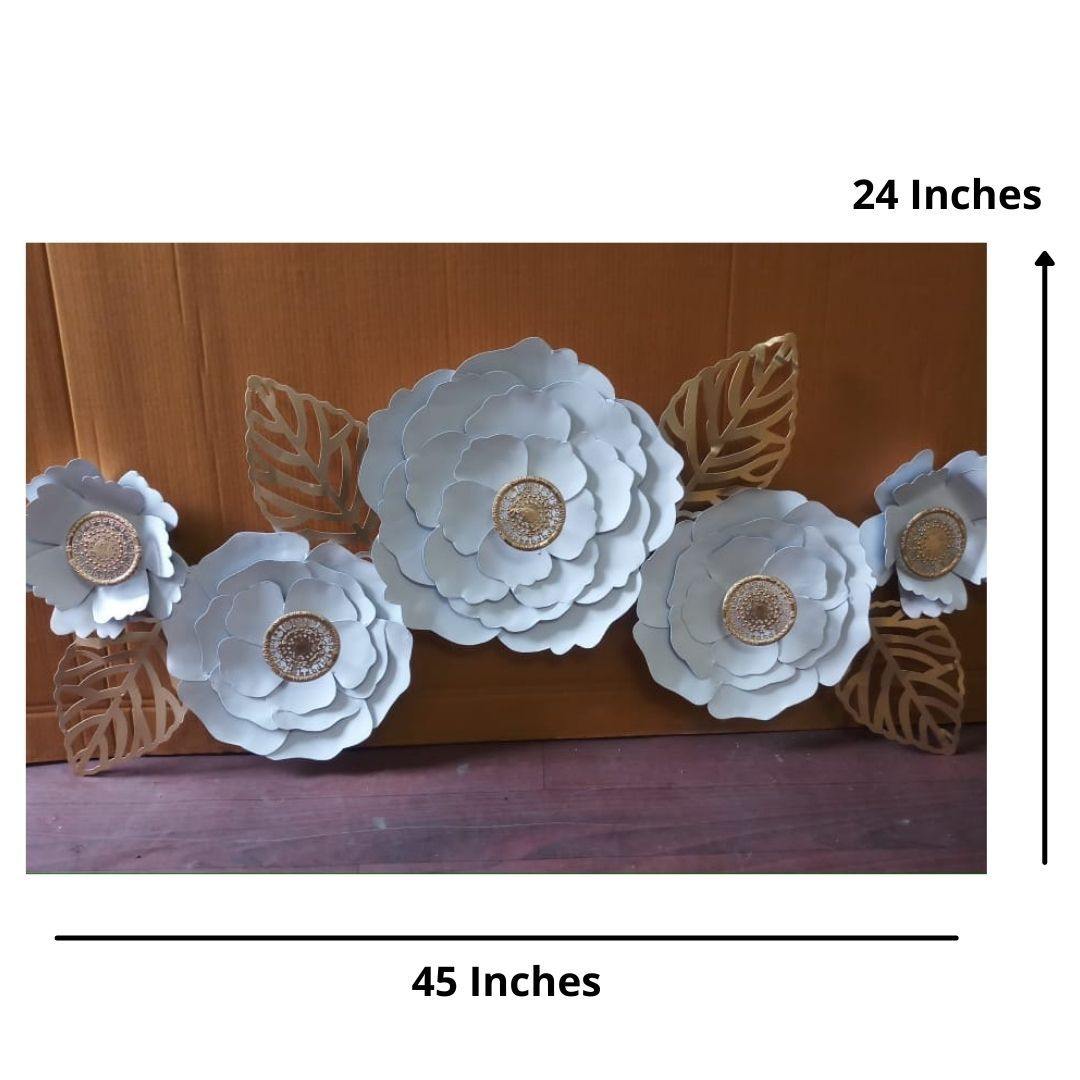 White Flower Metal Wall Art (45 x 24 Inches)