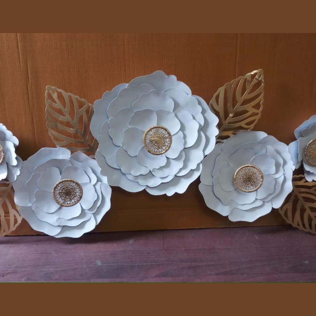 White Flower Metal Wall Art (45 x 24 Inches)