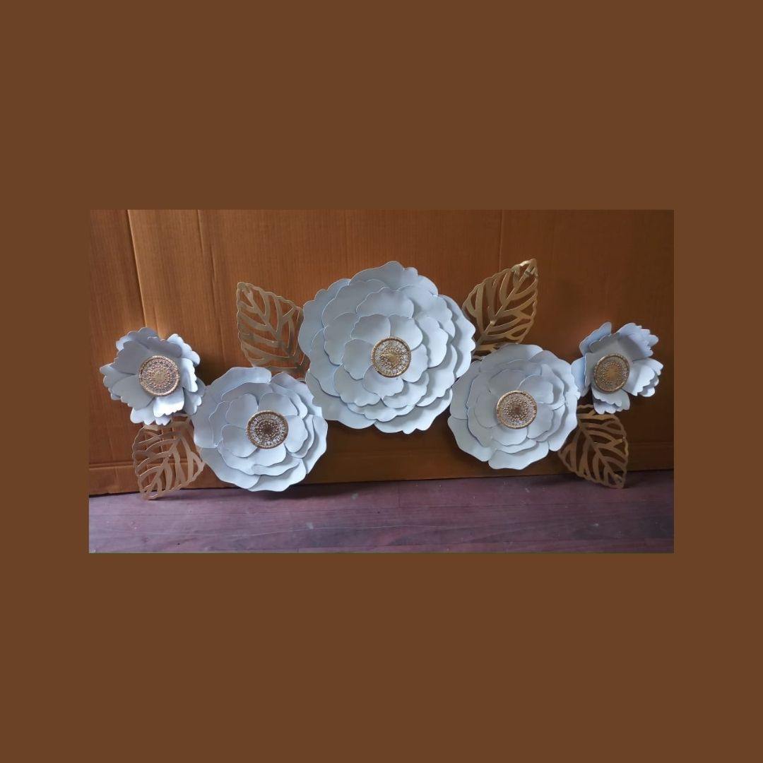 White Flower Metal Wall Art (45 x 24 Inches)