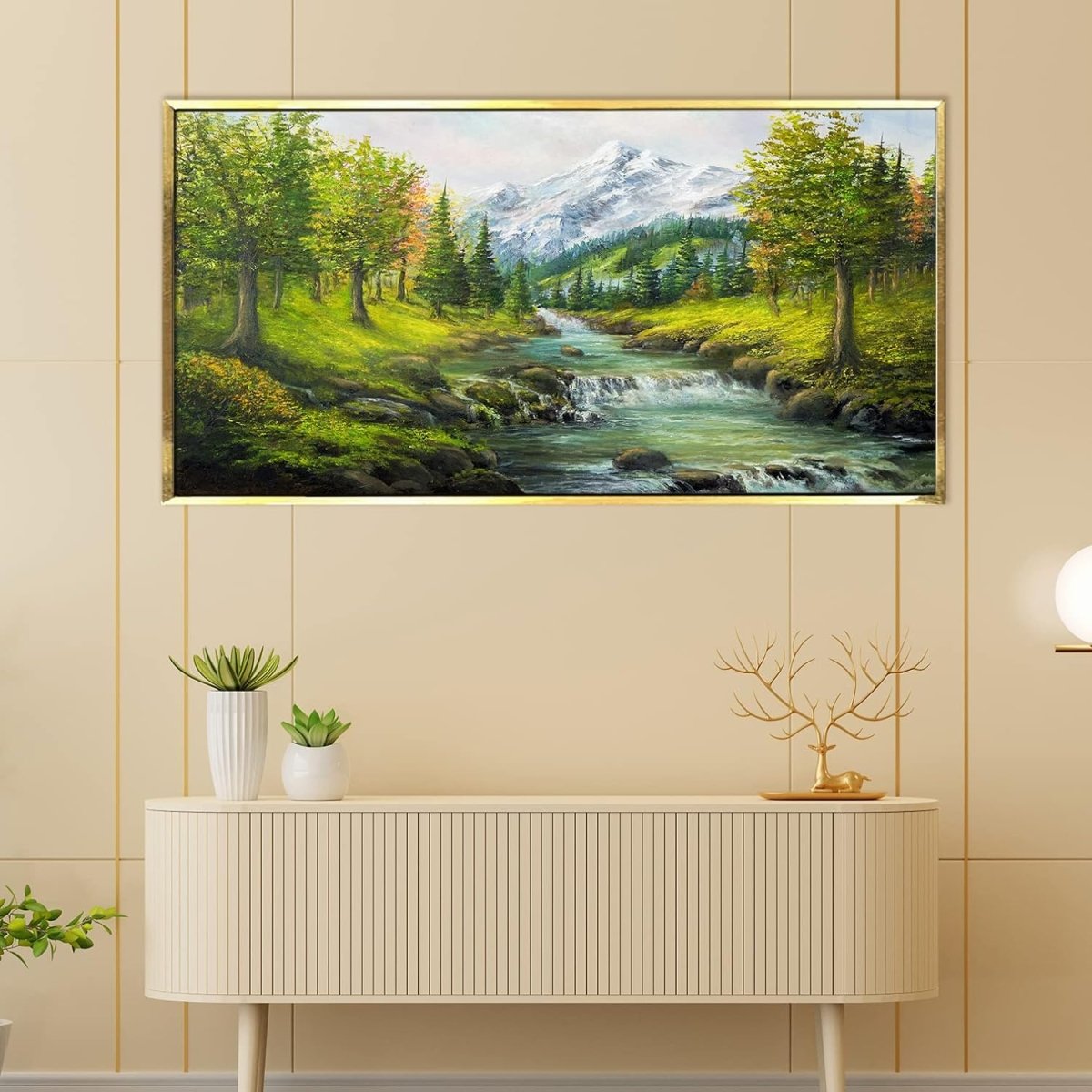 Willow at Dusk Framed Canvas Wall Art for Living Room (36 x 18 Inches)