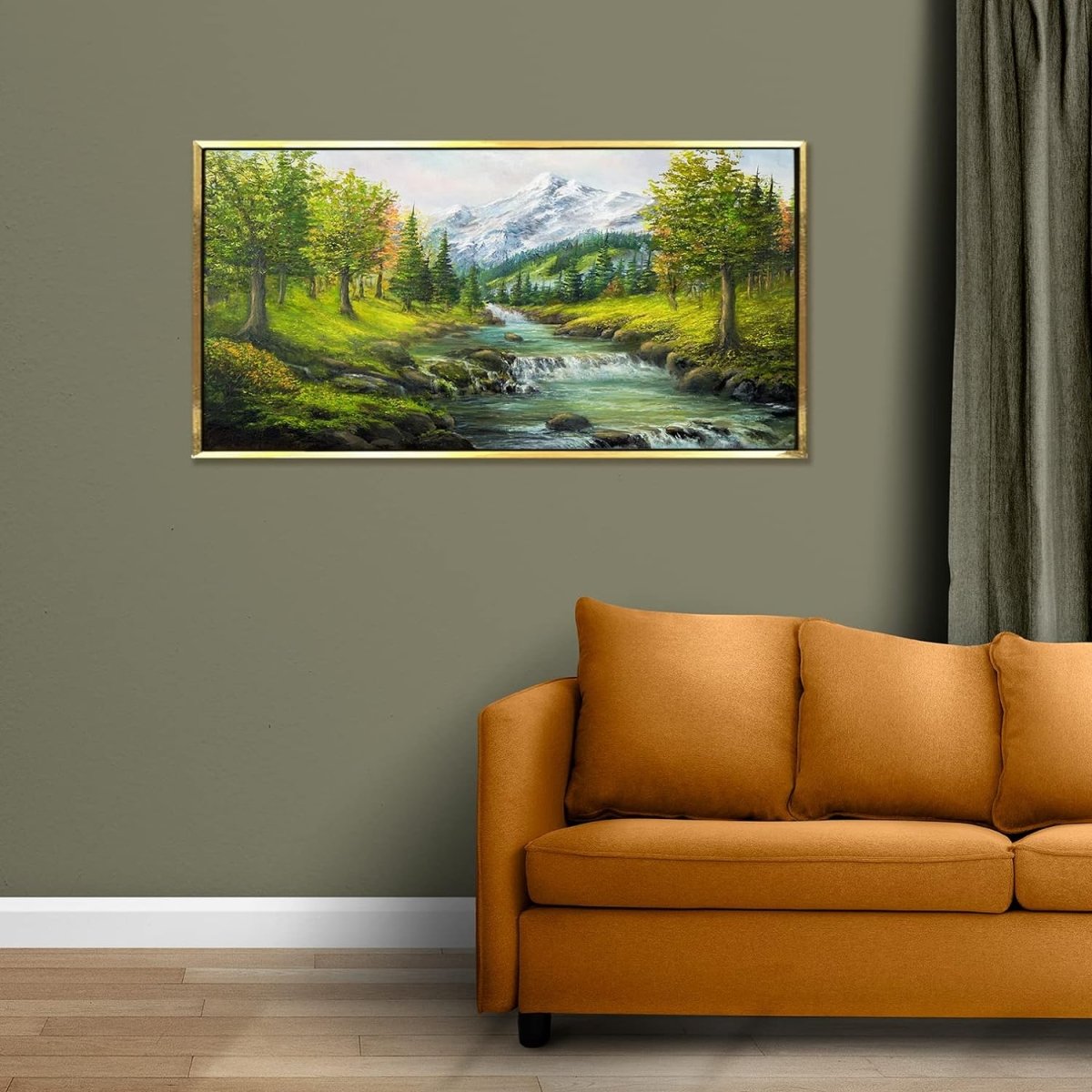 Willow at Dusk Framed Canvas Wall Art for Living Room (36 x 18 Inches)
